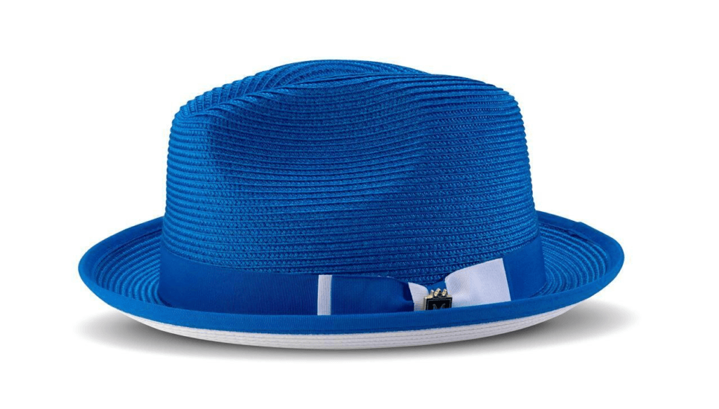 Montique H78 Mens Straw Hat Cobalt Fedora Hat Abby Fashions