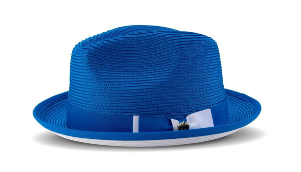 montique-h78-mens-straw-hat-cobalt-white-bottom-braided-stingy-brim-pinch-fedora-hat