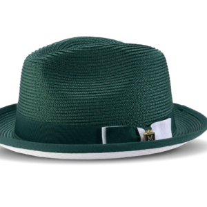 montique-h78-mens-straw-hat-emerald-white-bottom-braided-stingy-brim-pinch-fedora-hat