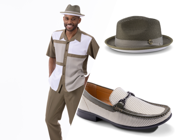 montique-2317-mens-walking-suits-olive-mens-two-piece-leisure-suits-matching-shoes-and-hat