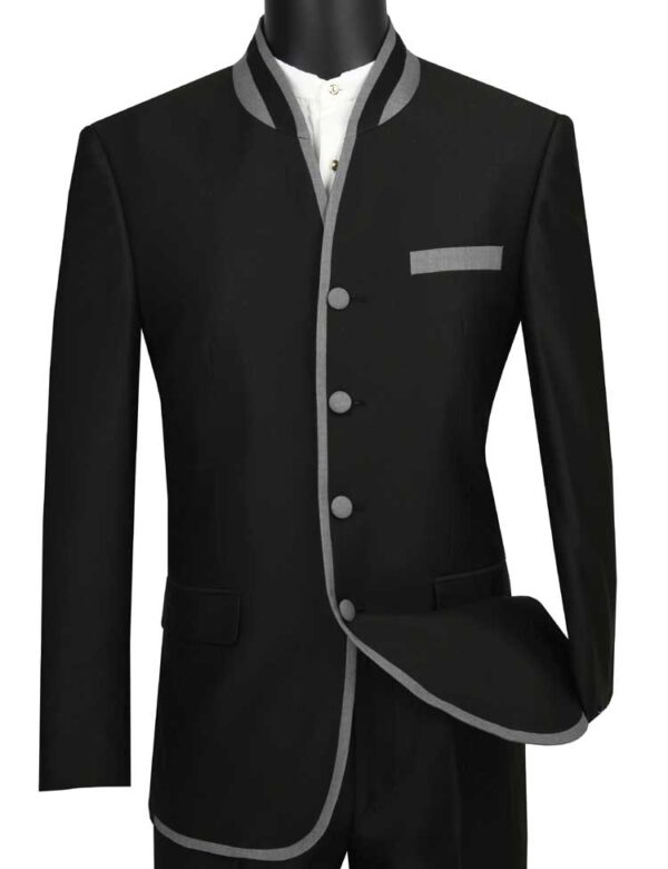 slim-fit-vinci-s4ht-1-black-church-clergy-sharkskin-suit-with-banded-collar