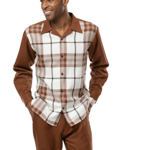 montique-2355-mens-walking-suits-cognac-plaid-design-long-sleeve-mens-leisure-suits