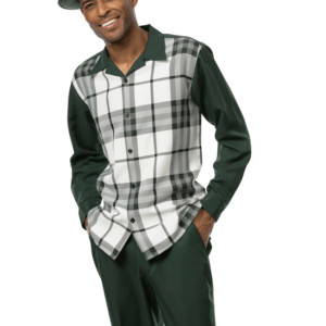 montique-2355-mens-walking-suits-green-plaid-design-long-sleeve-mens-leisure-suits