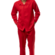 Montique 2375 Mens Walking Suits Red 2 Piece Tone-on-Tone Long Sleeve Mens Leisure Suits