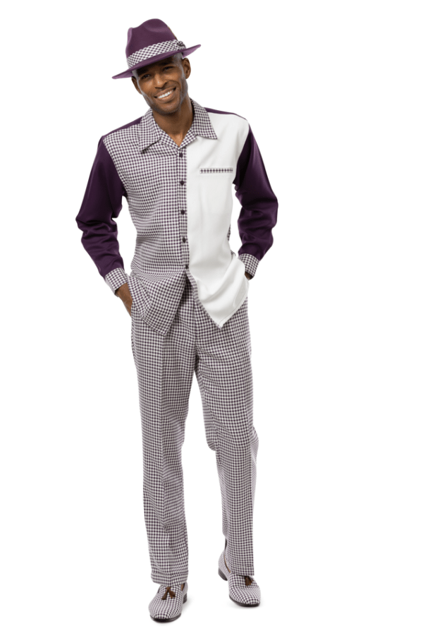 montique-2386-mens-walking-suits-plum-2-piece-checkered-leisure-suit