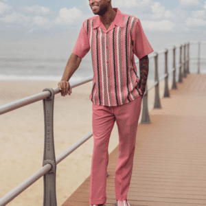 montique-2401-mens-walking-suits-pink-short-sleeve-mens-two-piece-leisure-suits