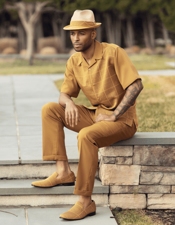 montique-2416-mens-walking-suits-gold-short-sleeve-mens-two-piece-leisure-suits