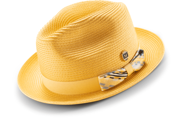 montique-h-2401-mens-straw-hat-canary-braided-stingy-brim-pinch-fedora-matching-ha