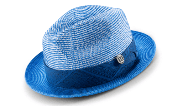 montique-h-2416-mens-straw-hat-cobalt-braided-stingy-brim-pinch-fedora-matching-hat