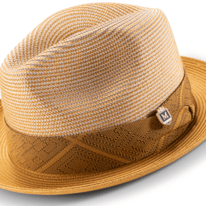 montique-h-2416-mens-straw-hat-gold-braided-stingy-brim-pinch-fedora-matching-hat