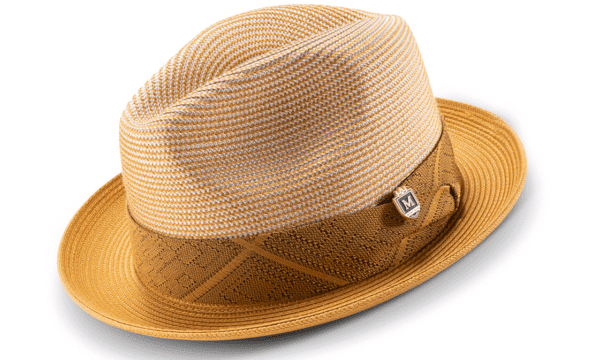 montique-h-2416-mens-straw-hat-gold-braided-stingy-brim-pinch-fedora-matching-hat