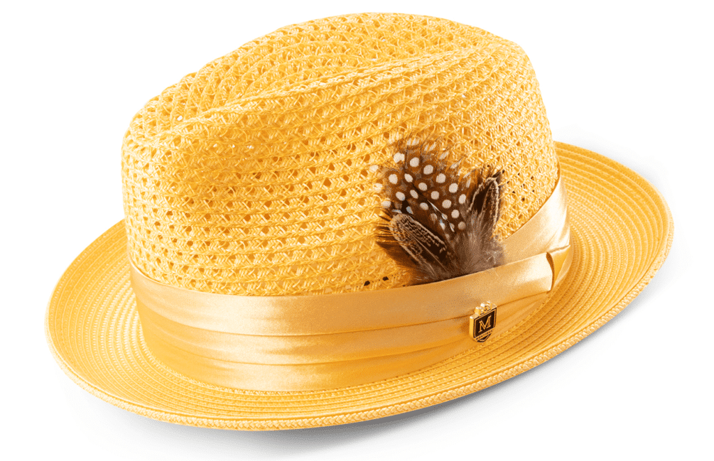 Montique H 34 Mens Straw Fedora Hat Canary Abby Fashions