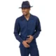 Montique 2470 Mens Walking Suits Navy Chevron Tone-on-Tone 2 Piece Long Sleeve Mens Leisure Suits