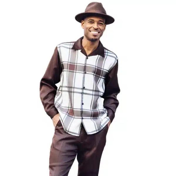 montique-2478-mens-walking-suits-brown-plaid-pattern-2-piece-long-sleeve-mens-leisure-suits