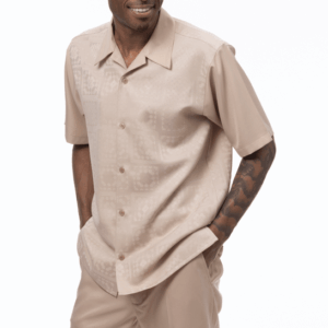 montique-2514-mens-walking-suits-beige-solid-tone-on-tone-short-sleeve-mens-leisure-suits