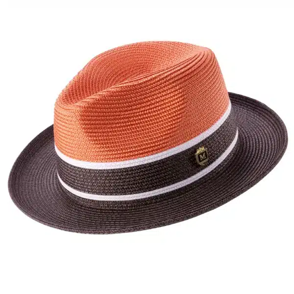 montique-h-89-brown-orange-mens-straw-hat-three-tone-fedora-hat