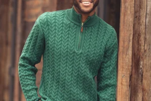 montique-sw-103-mens-green-quarter-zip-cable-knit-sweater