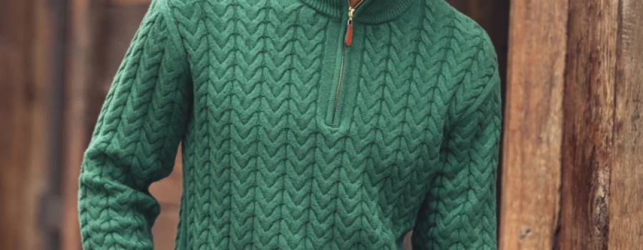 montique-sw-103-mens-green-quarter-zip-cable-knit-sweater