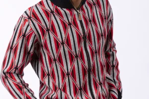 montique-sw-105-black-red-mens-zip-up-sweater-with-geometric-diamond-pattern
