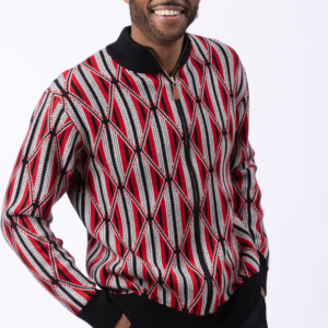 montique-sw-105-black-red-mens-zip-up-sweater-with-geometric-diamond-pattern