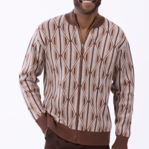 montique-sw-105-brown-mens-zip-up-sweater-with-geometric-diamond-pattern