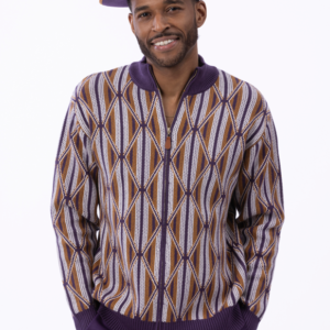 montique-sw-105-plum-mens-zip-up-sweater-with-geometric-diamond-pattern
