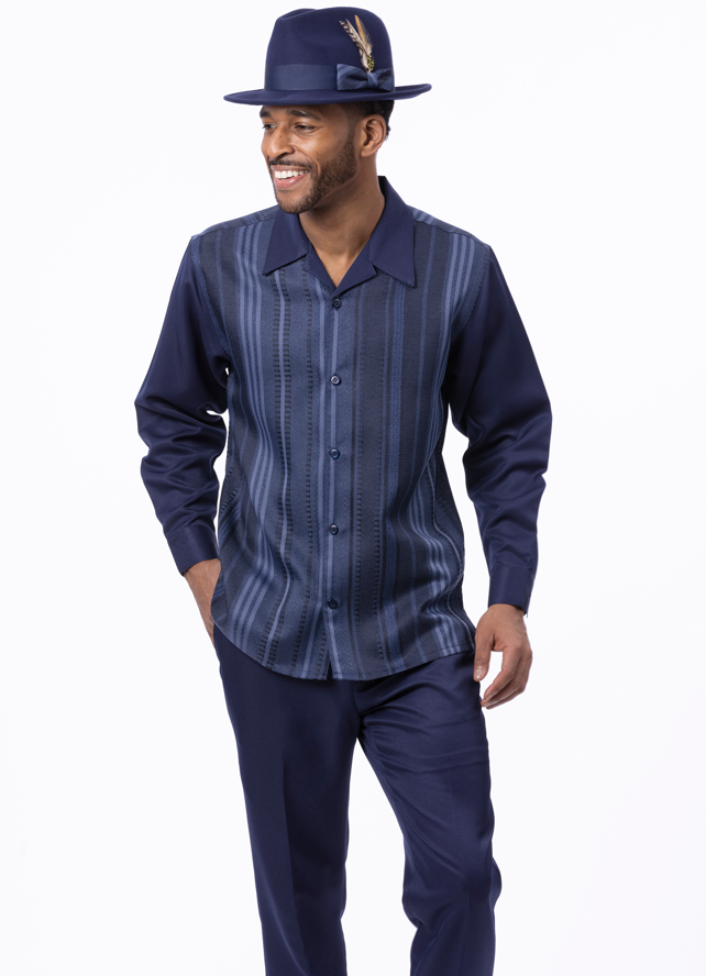 Montique 2552 navy walking suit styled for everyday wear