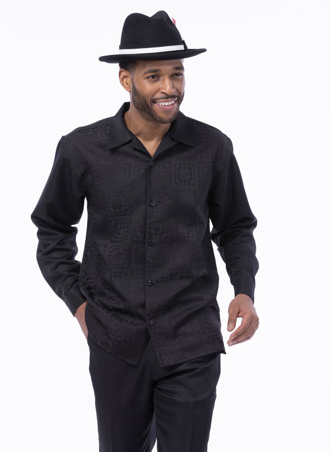 Montique 2597 black walking suit styled for church and events